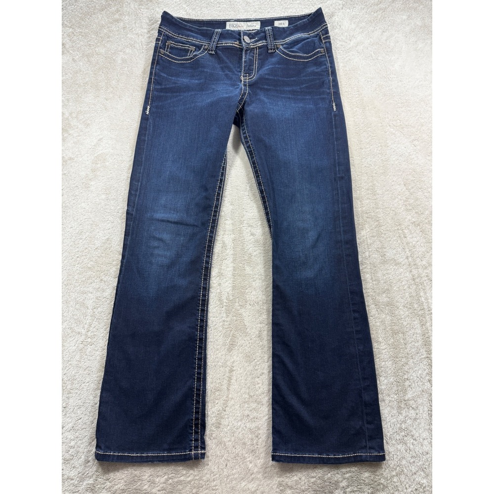 BKE Womens Dakota Bootcut Stretch Dark Wash Blue Denim Jeans 28R Meas: 33x30.5